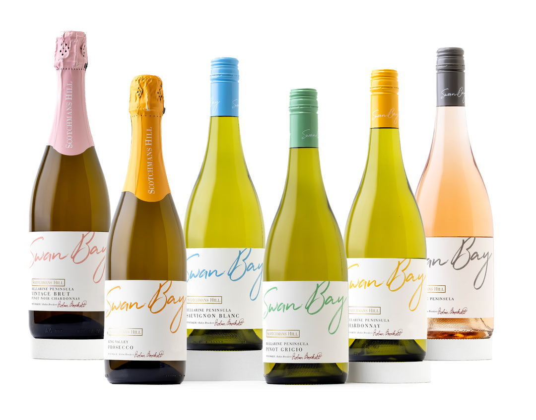 Swan Bay 6 bottle wine selection featuring sparkling, white and rosé wines from the Bellarine Peninsula.