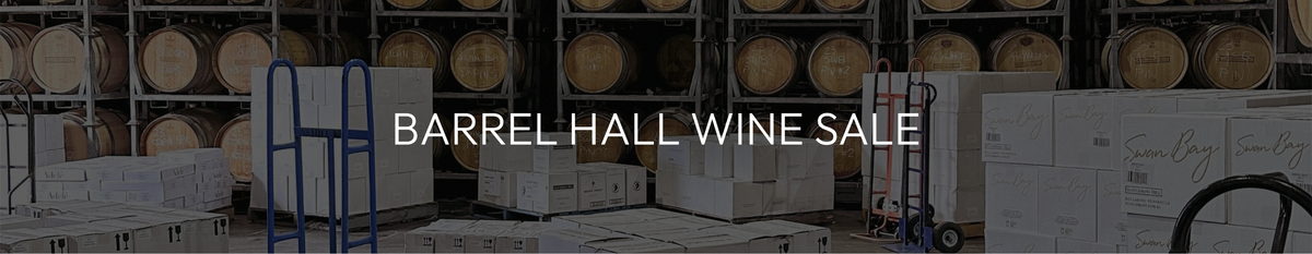 Barrel Hall Wine Sale at Scotchmans Hill – barrels and cases of wine in the Barrel Hall