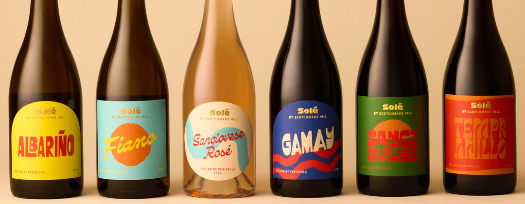 Solé Collection six-pack by Scotchmans Hill: Albariño, Fiano, Sangiovese Rosé, Gamay, Sangiovese and Tempranillo